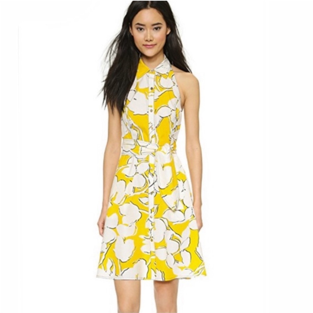 Diane Von Furstenberg DVF Eden Garden Yellow Tener Floral Halter Dress 4